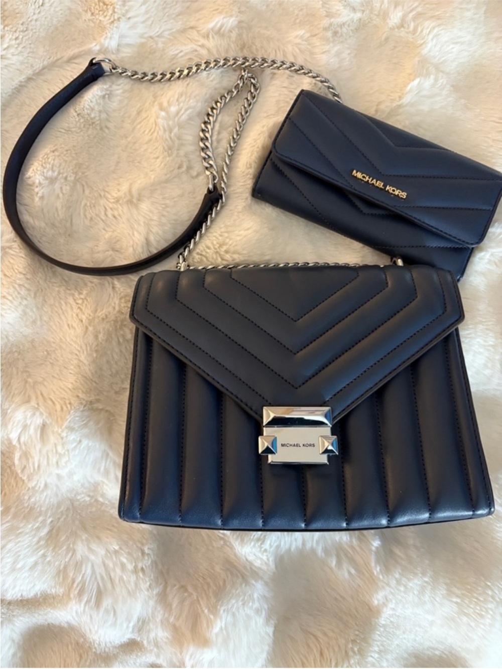 Michael Kors Quilted Leather Shoulder Bag AND Wallet set NWOT